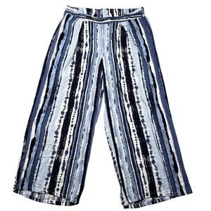 GYPSIES &‎ MOONDUST Pants Womens M Wide Leg Crop Elastic Back Waist Rayon Beach
